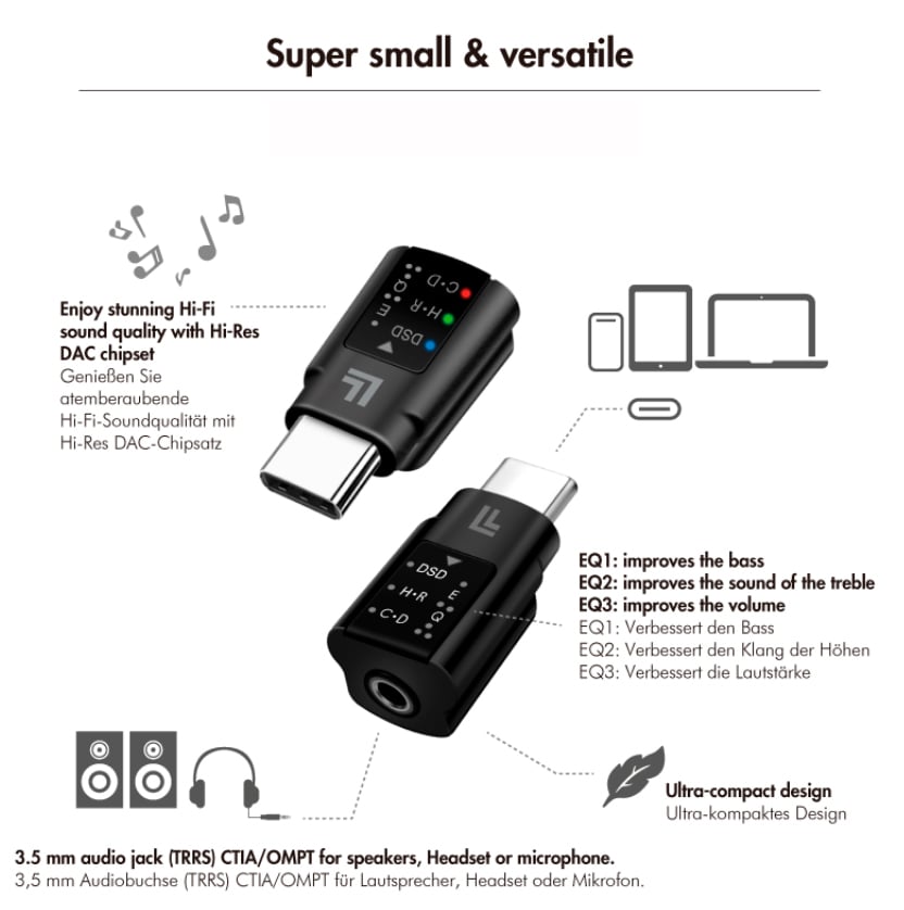 3.5 mm USB-C DAC audio adapter with equalizer - Logilink IUSB-DAC- 424