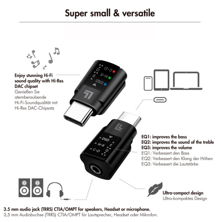 3.5 mm USB-C DAC audio adapter with equalizer - Logilink IUSB-DAC- 424