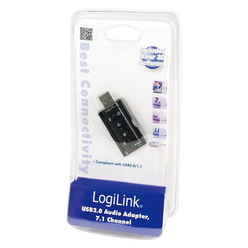 Scheda Audio Stereo USB 2.0 Virtual 7.1 Canali, Nero - Logilink IUSB-DAC-871L