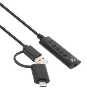 Cable Adapter 2 -in- 1 from USB-C/USB-A to Audio Stereo 3,5 mm - Manhattan IUSB-DAC-COMBO