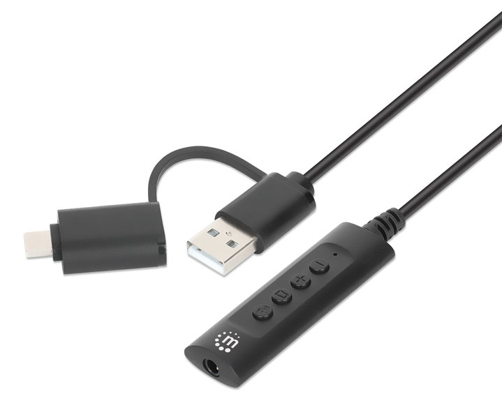 Cable Adapter 2 -in- 1 from USB-C/USB-A to Audio Stereo 3,5 mm - Manhattan IUSB-DAC-COMBO