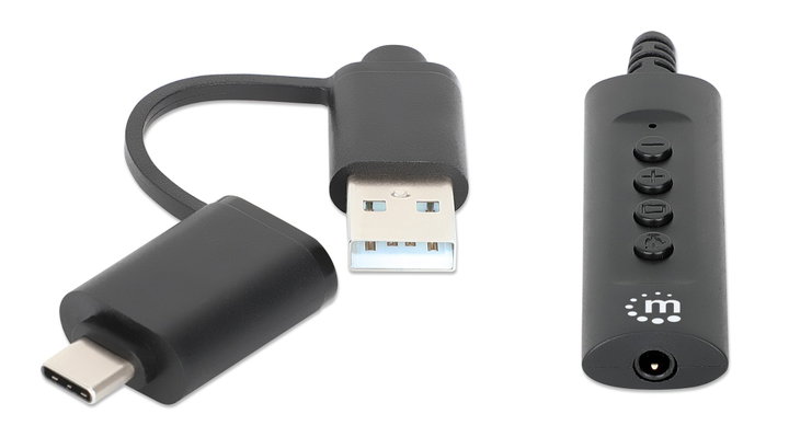 Cable Adapter 2 -in- 1 from USB-C/USB-A to Audio Stereo 3,5 mm - Manhattan IUSB-DAC-COMBO