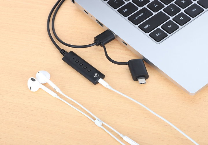 Cable Adapter 2 -in- 1 from USB-C/USB-A to Audio Stereo 3,5 mm - Manhattan IUSB-DAC-COMBO