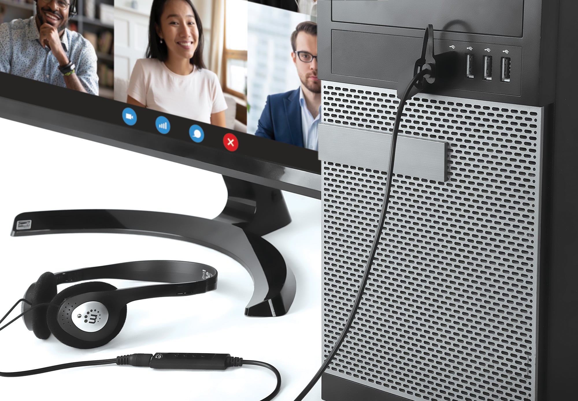 Cable Adapter 2 -in- 1 from USB-C/USB-A to Audio Stereo 3,5 mm - Manhattan IUSB-DAC-COMBO