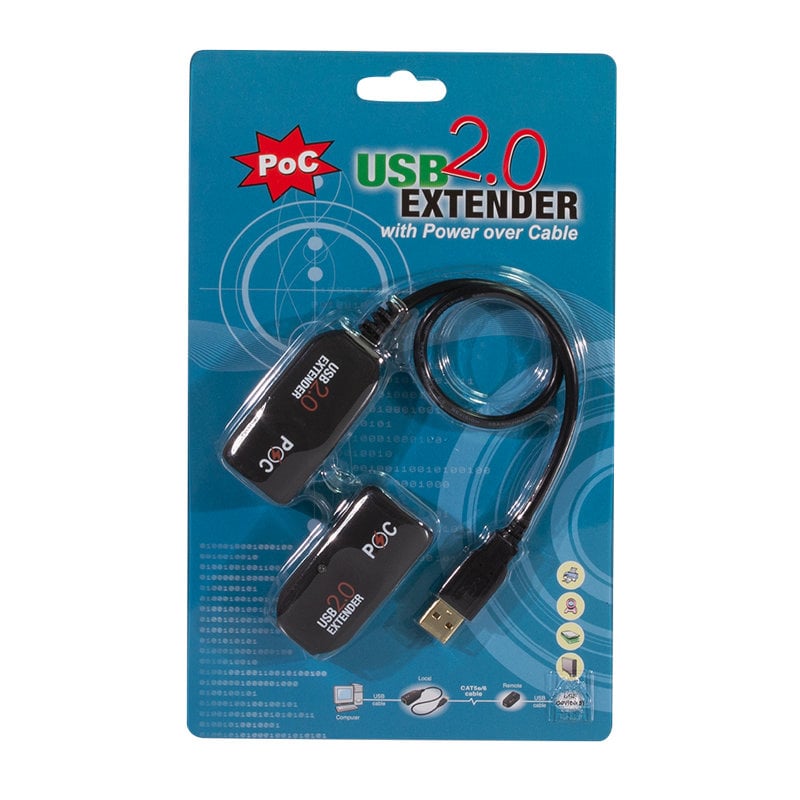 Extender USB Cat5E Cat6 fino a 50m, POC, Nero - Logilink IUSB-EXTEND-POEPL