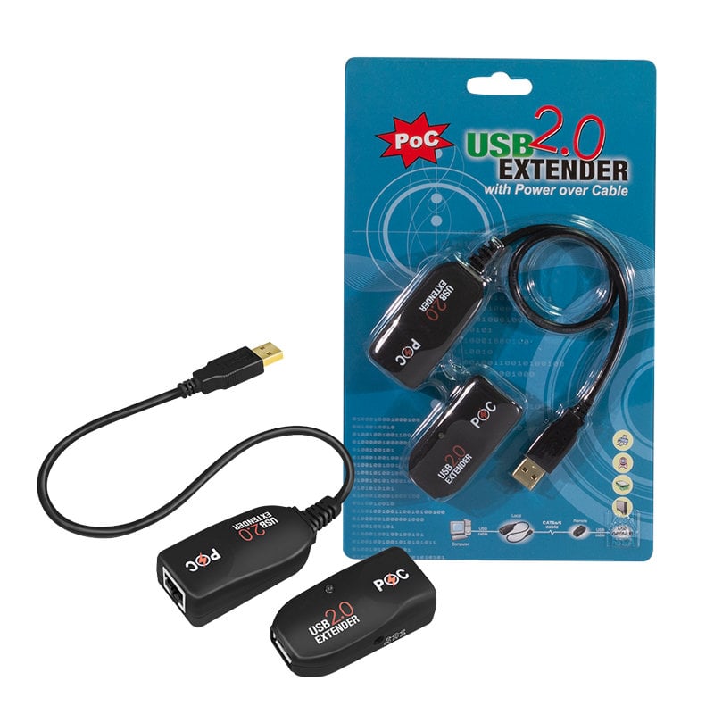 Extender USB Cat5E Cat6 fino a 50m, POC, Nero - Logilink IUSB-EXTEND-POEPL