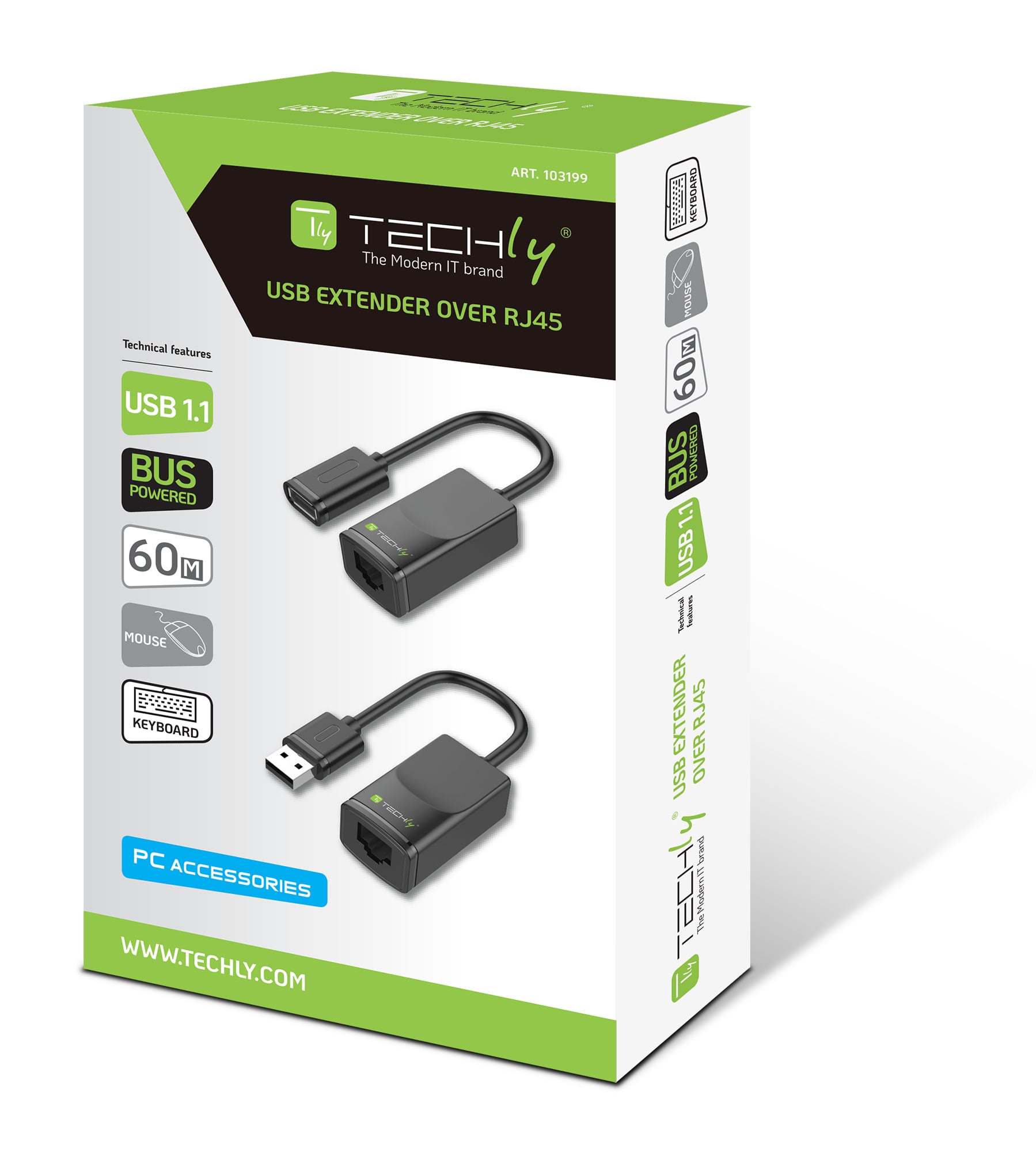 Extender USB su Cavo Cat5E/6 60m - Techly IUSB-EXTENDTY2
