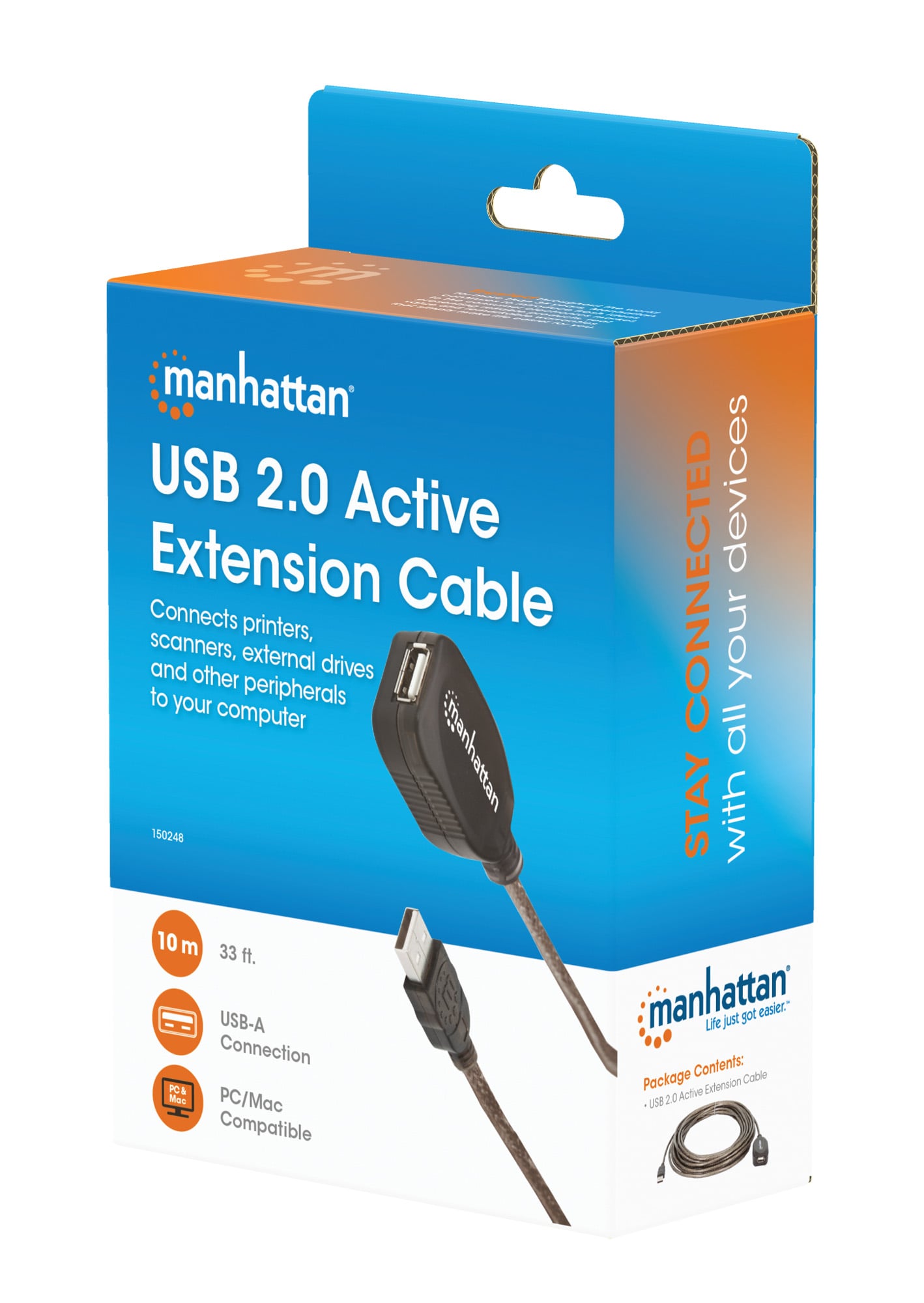 Cavo Prolunga Attivo USB 2.0 Hi-Speed 10m - Manhattan IUSB-REP10