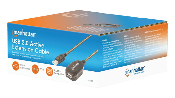 Cavo Prolunga Attivo USB 2.0 Hi-Speed 15m - Manhattan IUSB-REP15