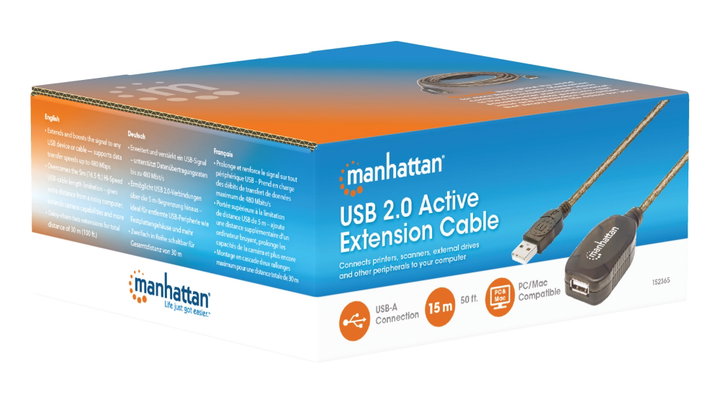 Cavo Prolunga Attivo USB 2.0 Hi-Speed 15m - Manhattan IUSB-REP15