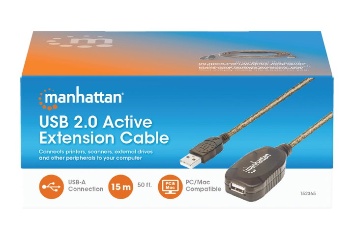 Cavo Prolunga Attivo USB 2.0 Hi-Speed 15m - Manhattan IUSB-REP15