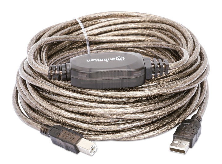 Cavo Prolunga Attivo USB 2.0 Hi-Speed A M / B M 15m Nero - Manhattan IUSB-REP15AB