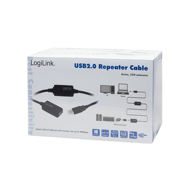 Cavo prolunga USB 2.0 A/M-A/F con amplificatore 25m - Logilink IUSB-REP220L