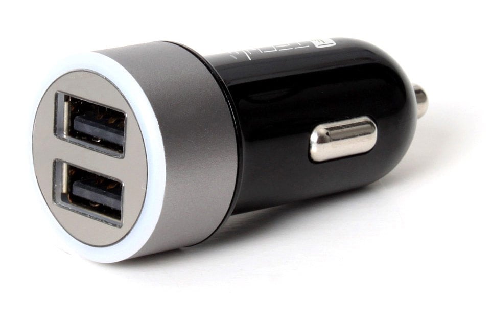 Universal Auto Charger 2 USB Doors with 4,8 A Black Output - Techly IUSB 2 -CAR-ADP 482