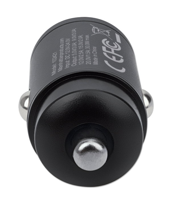 Mini caricabatteria da auto Power Delivery 30W, USB-C - Manhattan IUSB2-CAR-PD30
