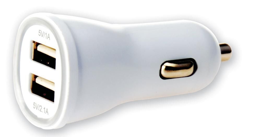 Caricatore da Auto Universale 2 Porte USB 5V 1A&2.1A Bianco - Techly IUSB2-CAR2-2A2P