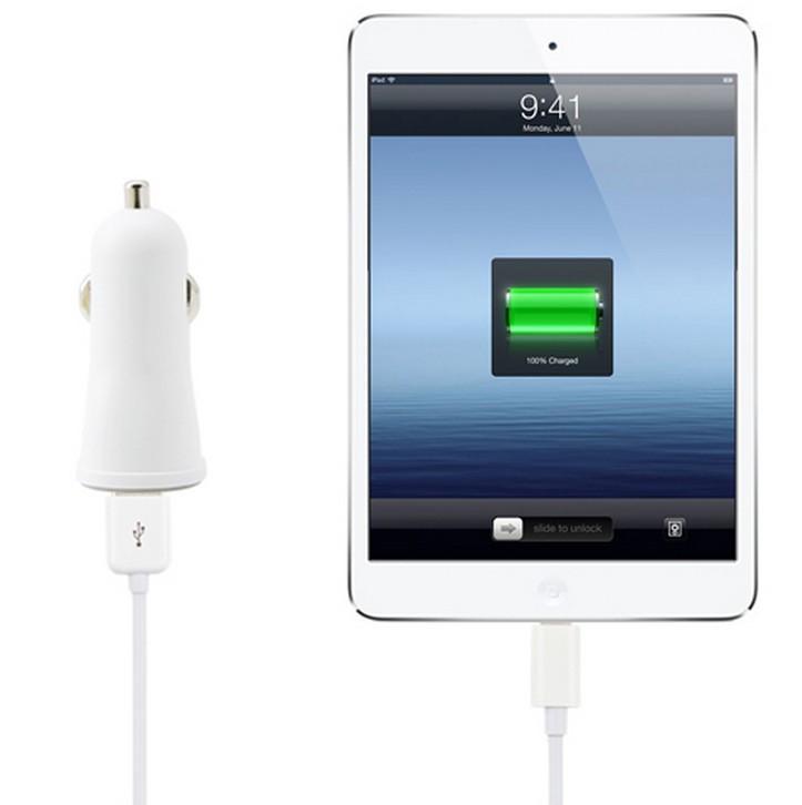 Caricatore da Auto Universale 2 Porte USB 5V 1A&2.1A Bianco - Techly IUSB2-CAR2-2A2P