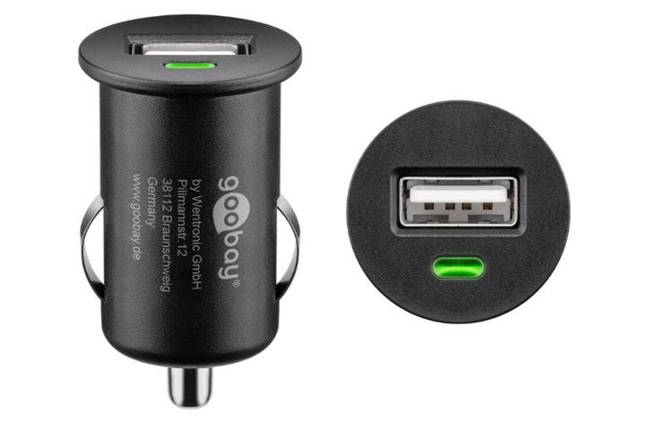 Caricatore Compatto da Auto/Camion 1 Porta USB 1A Nero - Goobay IUSB2-CAR4-1A1P