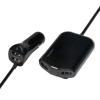 2 USB + 2 USB Car Charger for 24 W Passengers - Logilink IUSB 2 -CAR 4 L