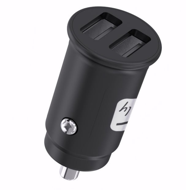Mini Caricatore da Auto 2 Porte USB-A 5V/2.4A Nero - Techly IUSB2-CAR5-A24B