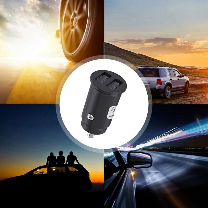 Mini Caricatore da Auto 2 Porte USB-A 5V/2.4A Nero - Techly IUSB2-CAR5-A24B