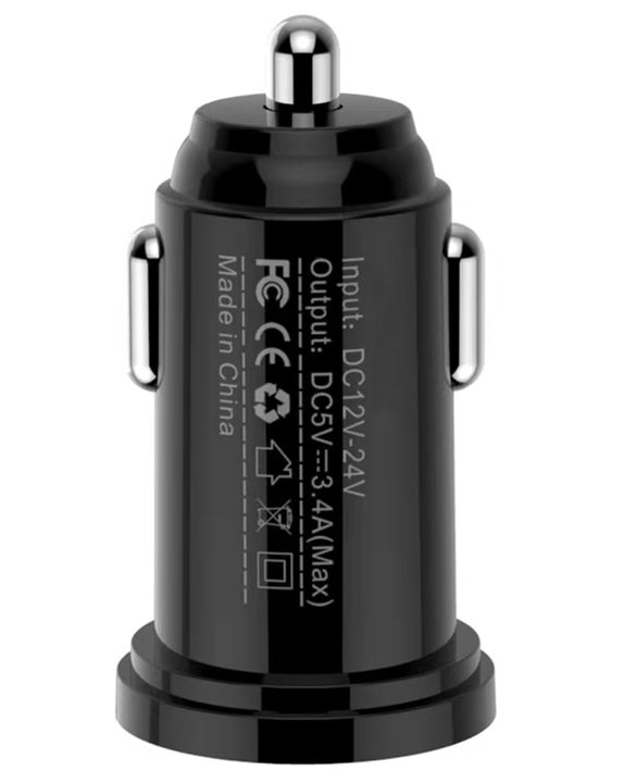 Mini Caricatore da Auto 2 Porte USB-A 24W/4.8A Nero - Techly IUSB2-CAR5-A48