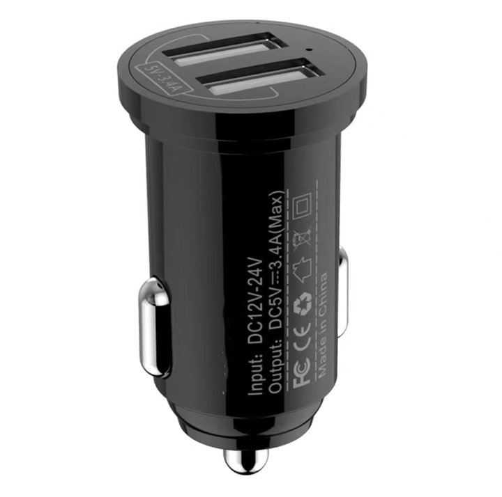 Mini Caricatore da Auto 2 Porte USB-A 24W/4.8A Nero - Techly IUSB2-CAR5-A48