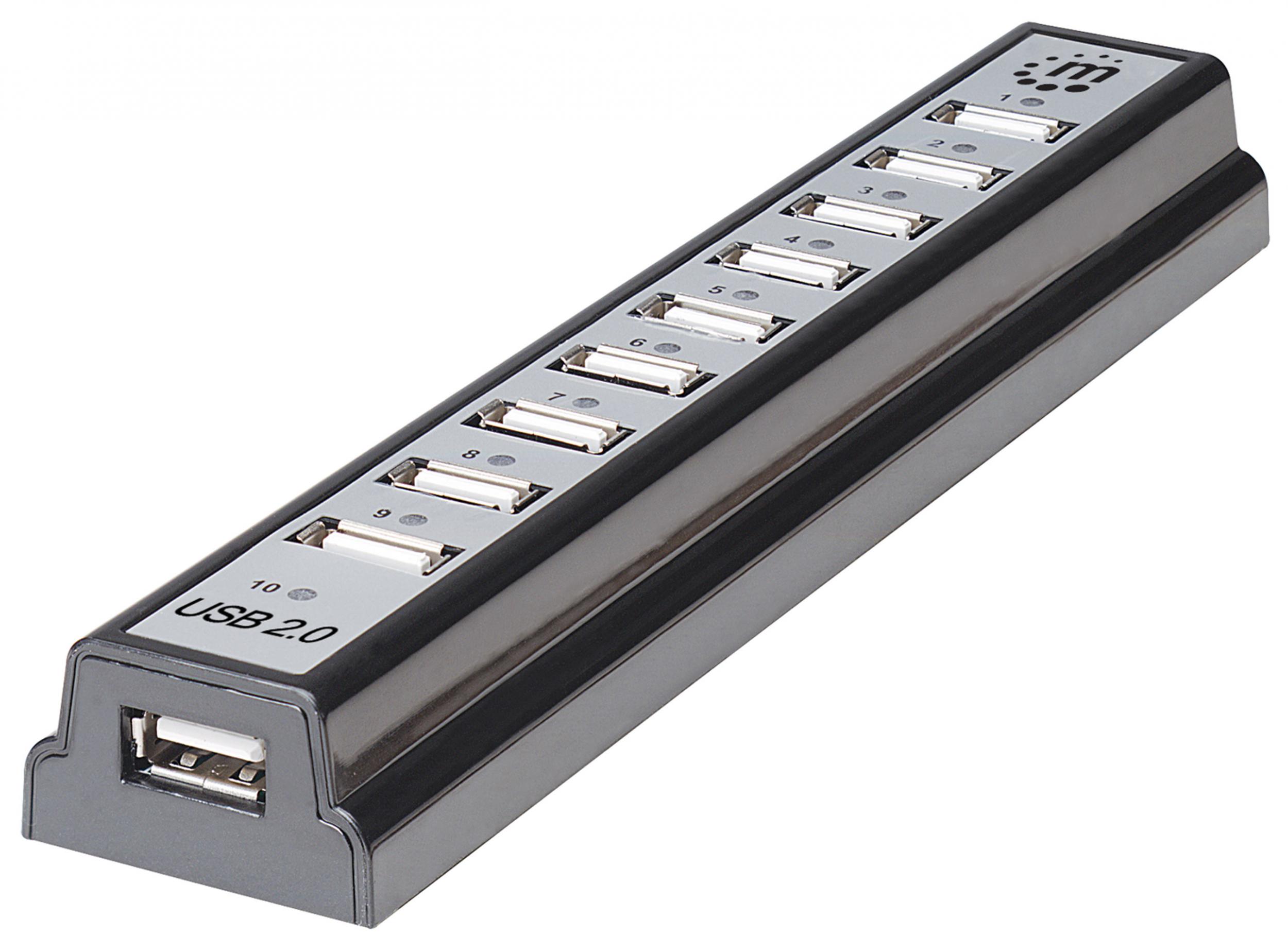 Hub USB 2.0 Hi-Speed 10 Porte da Tavolo con Alimentatore - Manhattan IUSB2-HUB10
