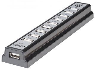 Hub USB 2.0 Hi-Speed 10 Table Doors with Power Supply - Manhattan IUSB 2 -HUB 10