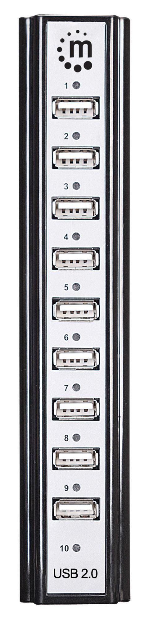 Hub USB 2.0 Hi-Speed 10 Porte da Tavolo con Alimentatore - Manhattan IUSB2-HUB10