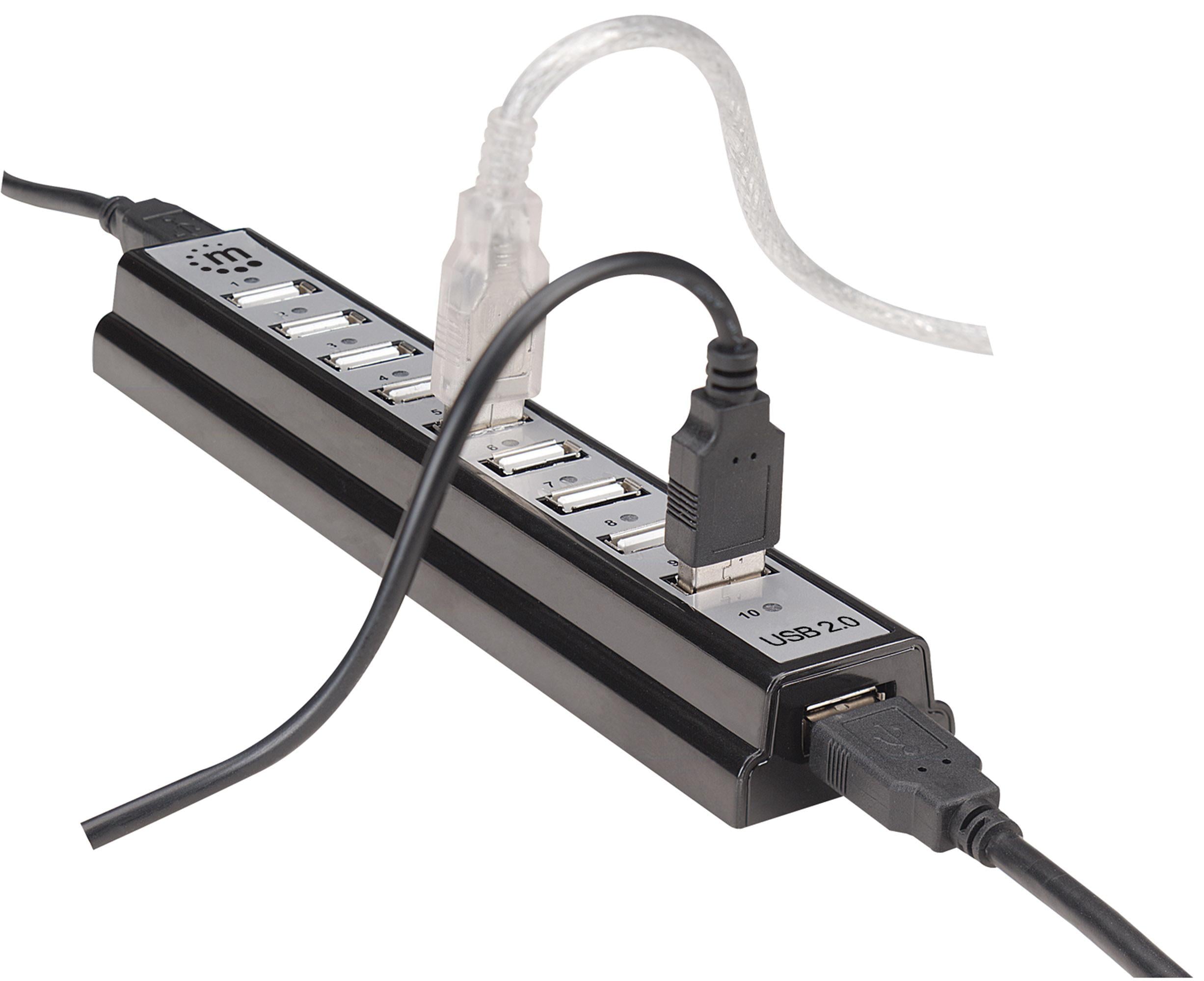 Hub USB 2.0 Hi-Speed 10 Porte da Tavolo con Alimentatore - Manhattan IUSB2-HUB10