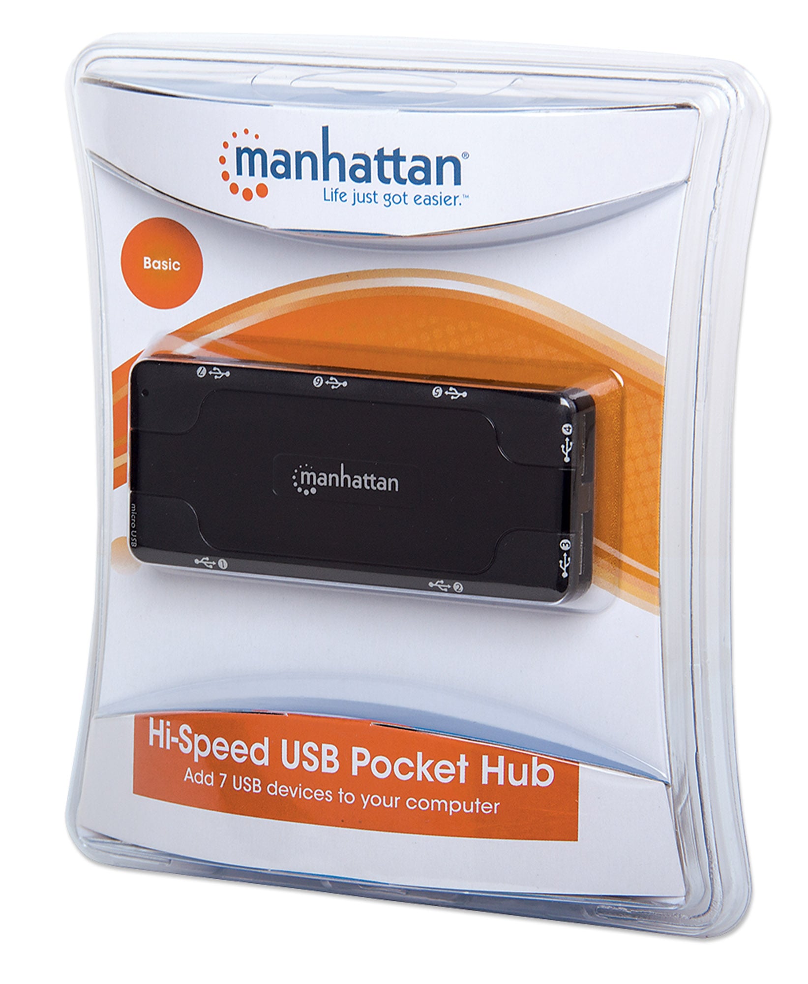 Mini Hub USB 2.0 alta velocità 7 porte - Manhattan IUSB2-HUB169