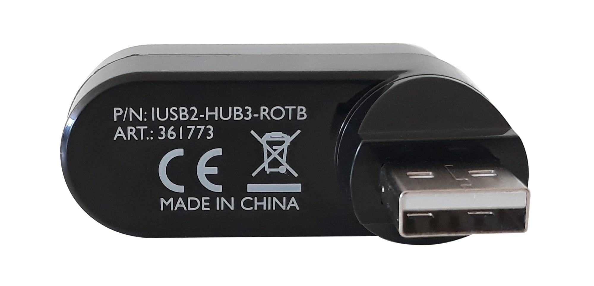 Mini Hub Rotante con 3 Porte USB 2.0 Nero - Techly IUSB2-HUB3-ROTB