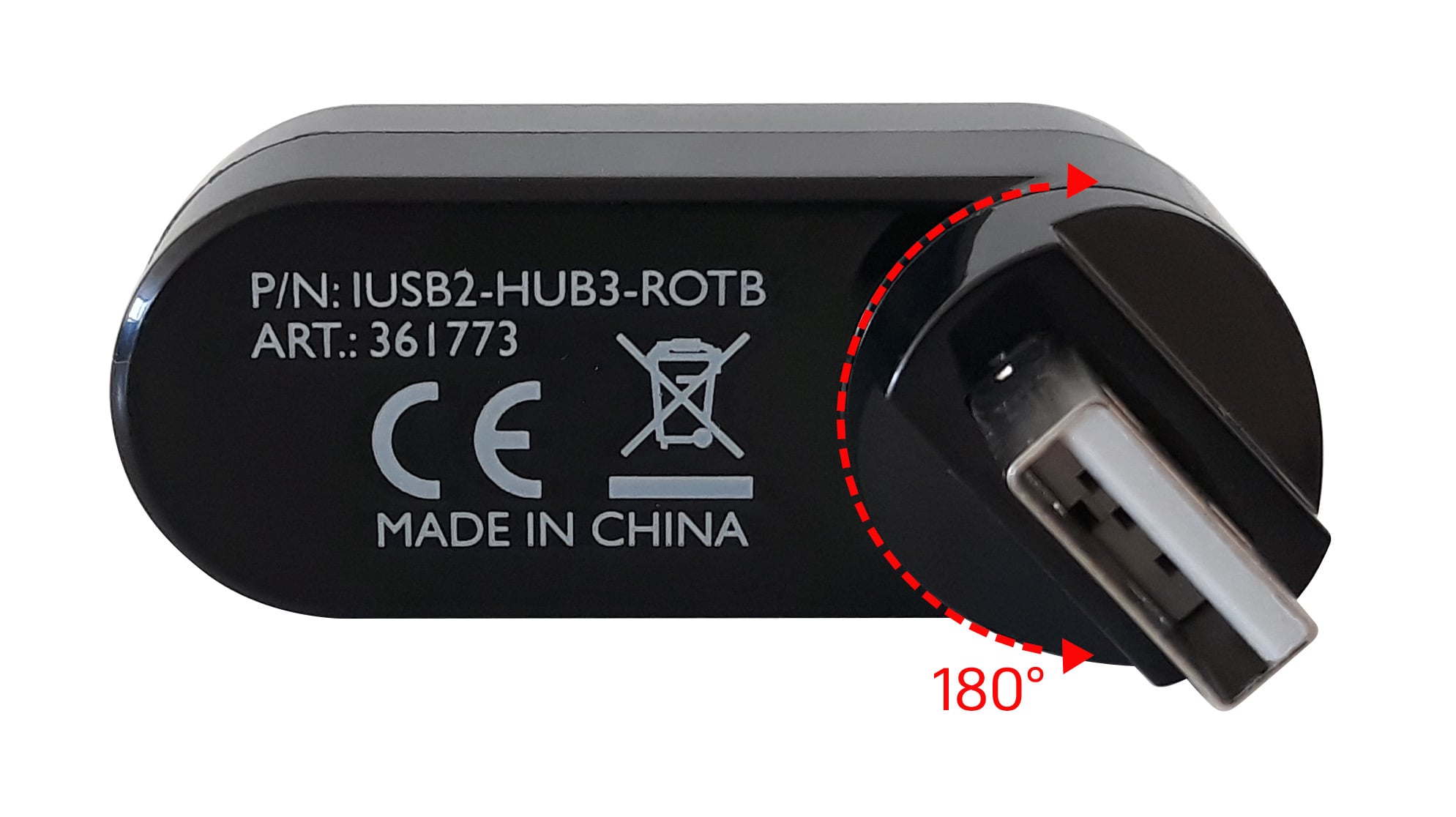Mini Hub Rotante con 3 Porte USB 2.0 Nero - Techly IUSB2-HUB3-ROTB