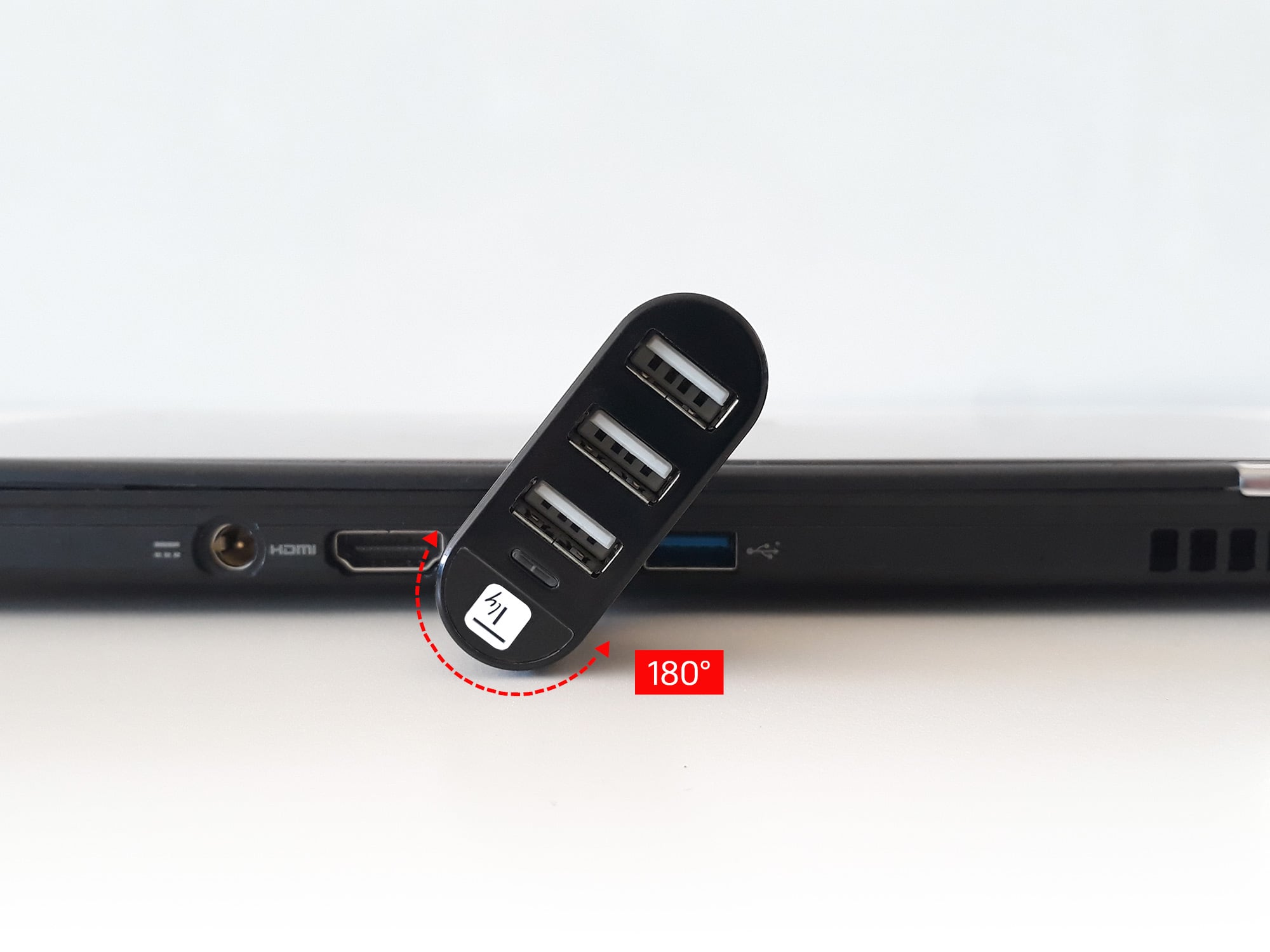 Mini Hub Rotante con 3 Porte USB 2.0 Nero - Techly IUSB2-HUB3-ROTB