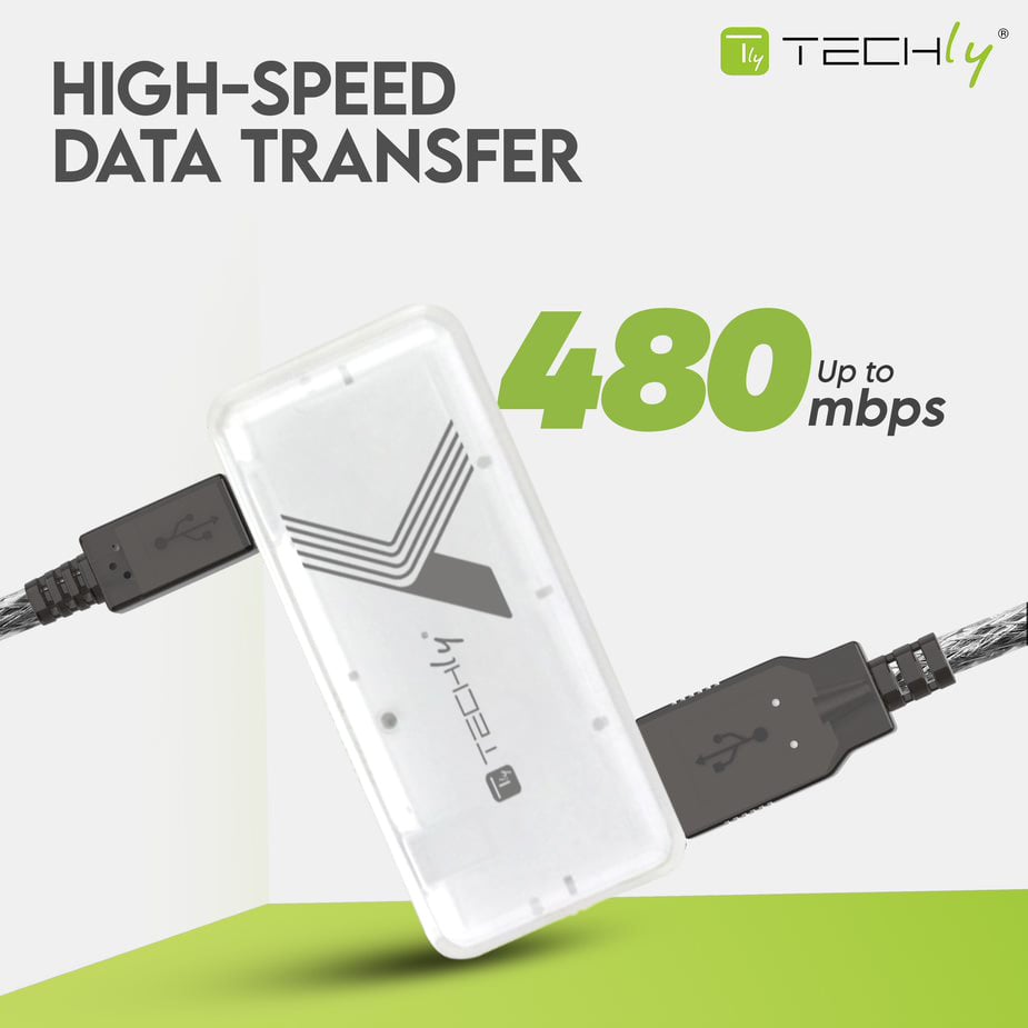 Mini Hub USB Hi Speed 4 Porte Bianco - Techly IUSB2-HUB4-WHTY