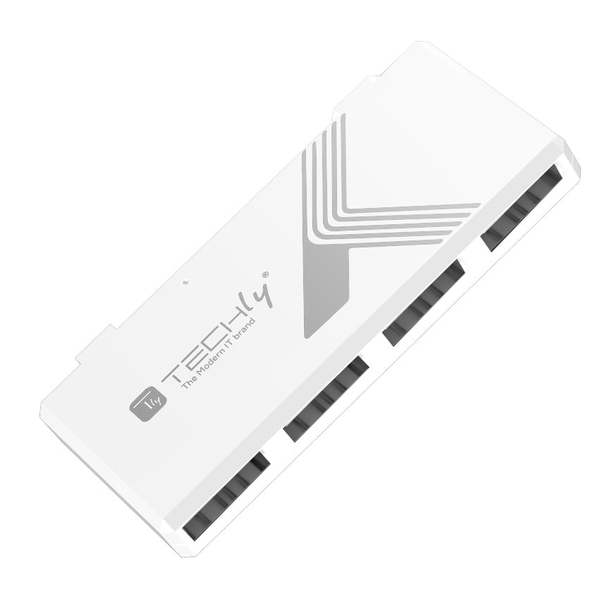 Mini Hub USB Hi Speed 4 Porte Bianco - Techly IUSB2-HUB4-WHTY
