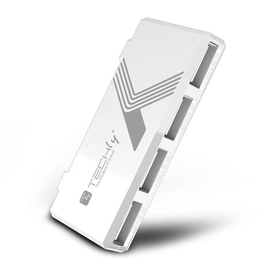 Mini Hub USB Hi Speed 4 Porte Bianco - Techly IUSB2-HUB4-WHTY