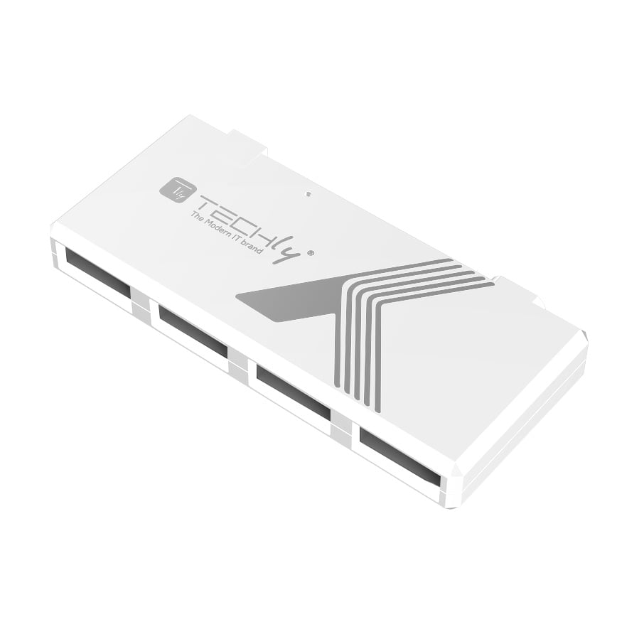 Mini Hub USB Hi Speed 4 Porte Bianco - Techly IUSB2-HUB4-WHTY