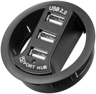 Hub USB 2.0 3 ports In-Desk diameter 6 cm - Goobay IUSB 2 -HUB 60 S