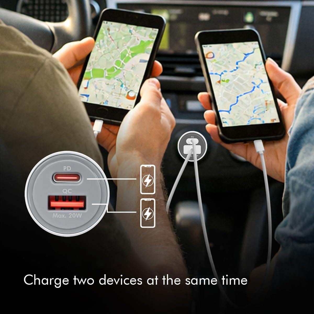 Car Charger Double USB 20 W USB-A QC USB-C PD Silver - Logilink IUSB 3 -CAR- 2 P 20 W