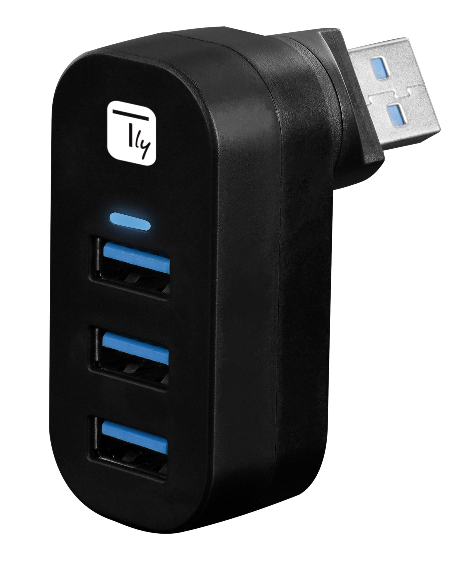 Mini Hub Rotante con 3 Porte USB 3.2 Nero - Techly IUSB3-HUB3-ROTB