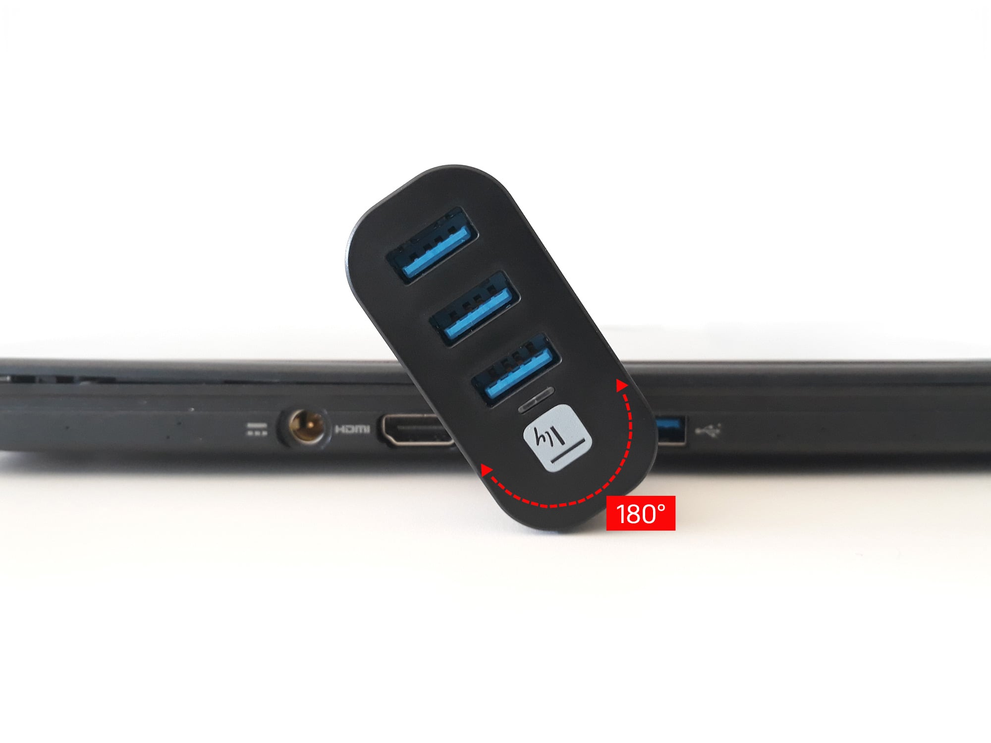 Mini Hub Rotante con 3 Porte USB 3.2 Nero - Techly IUSB3-HUB3-ROTB