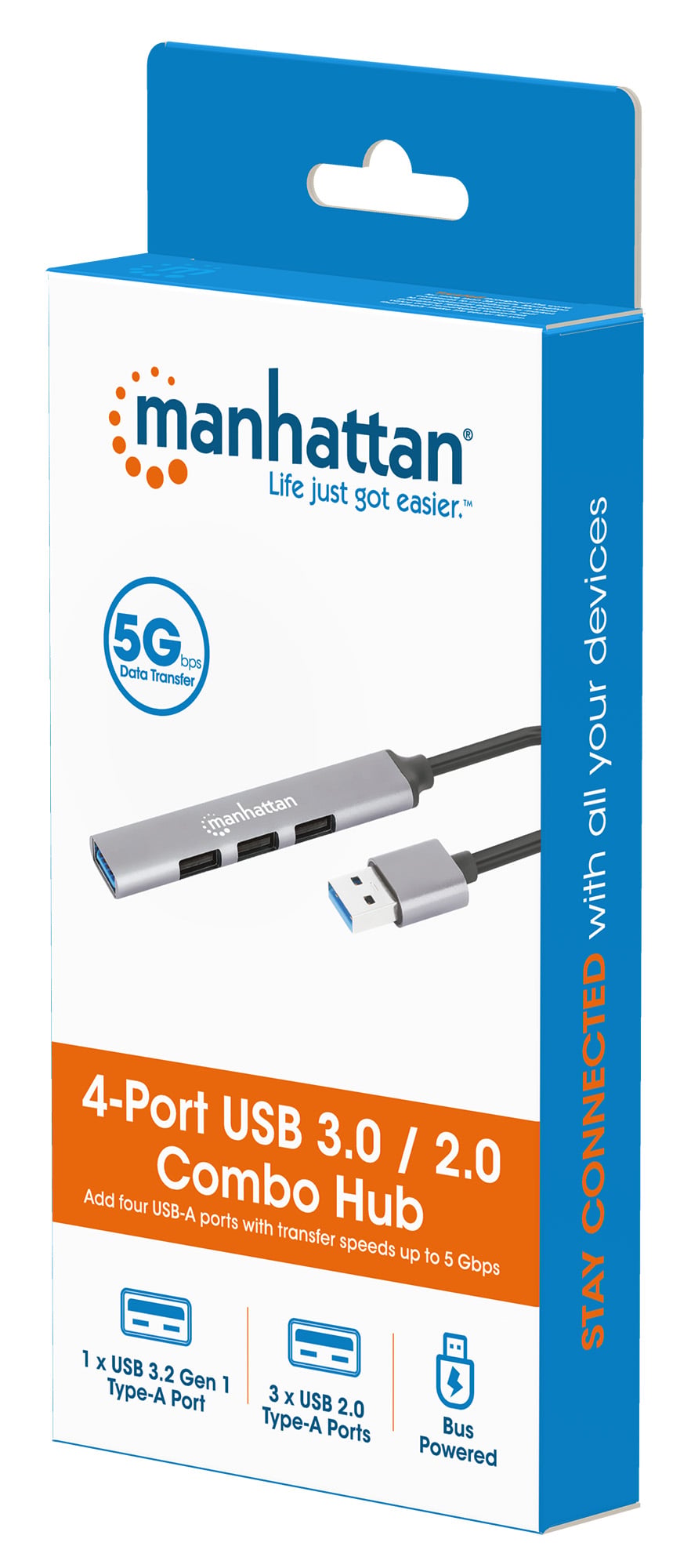 Hub USB 4 porte Combo USB3.2 / 2.0 - Manhattan IUSB3-HUB427