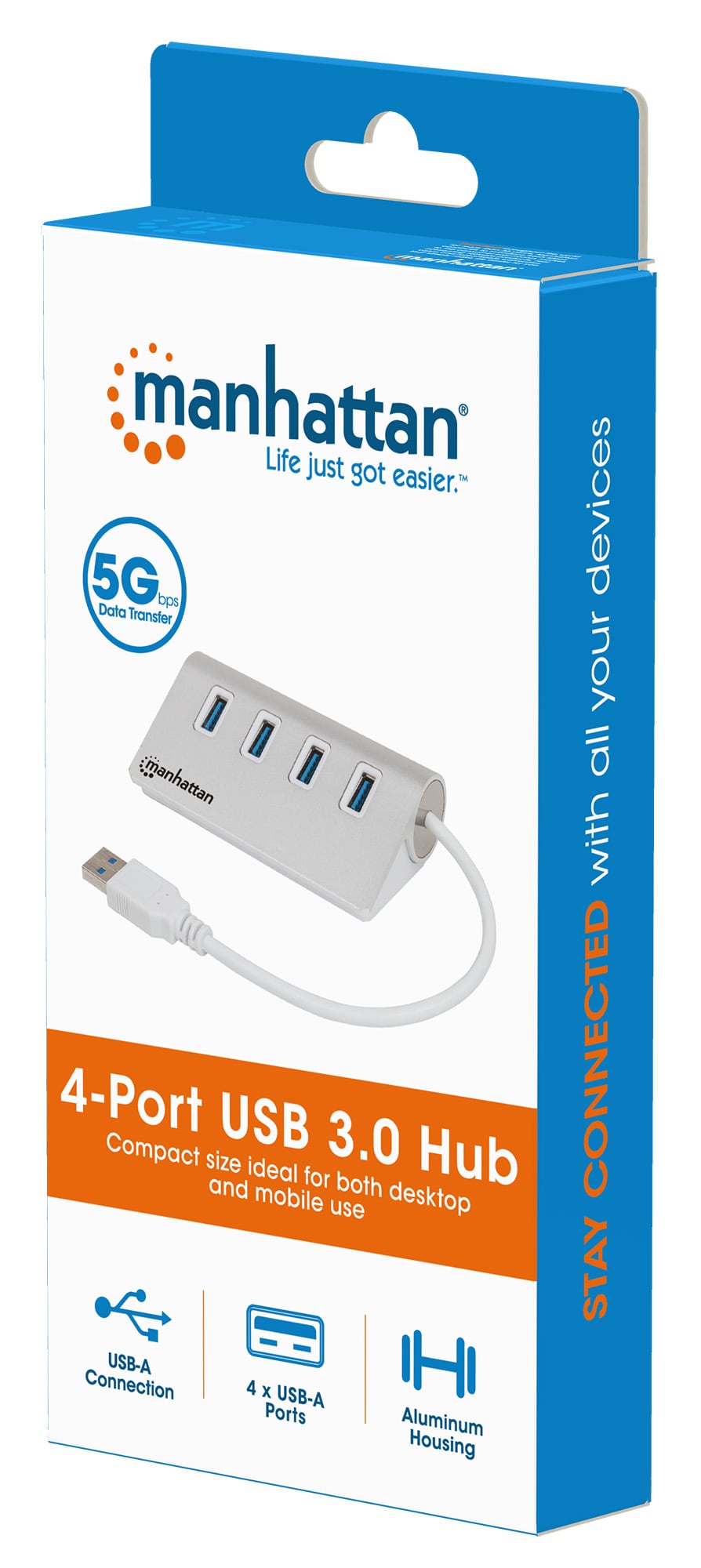 Hub USB3.2 4 porte Silver - Manhattan IUSB3-HUB767