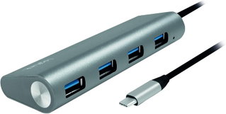 Hub USB-C SuperSpeed 4 USB-A silver aluminum ports - Logilink IUSB 31 -HUB 4 CA