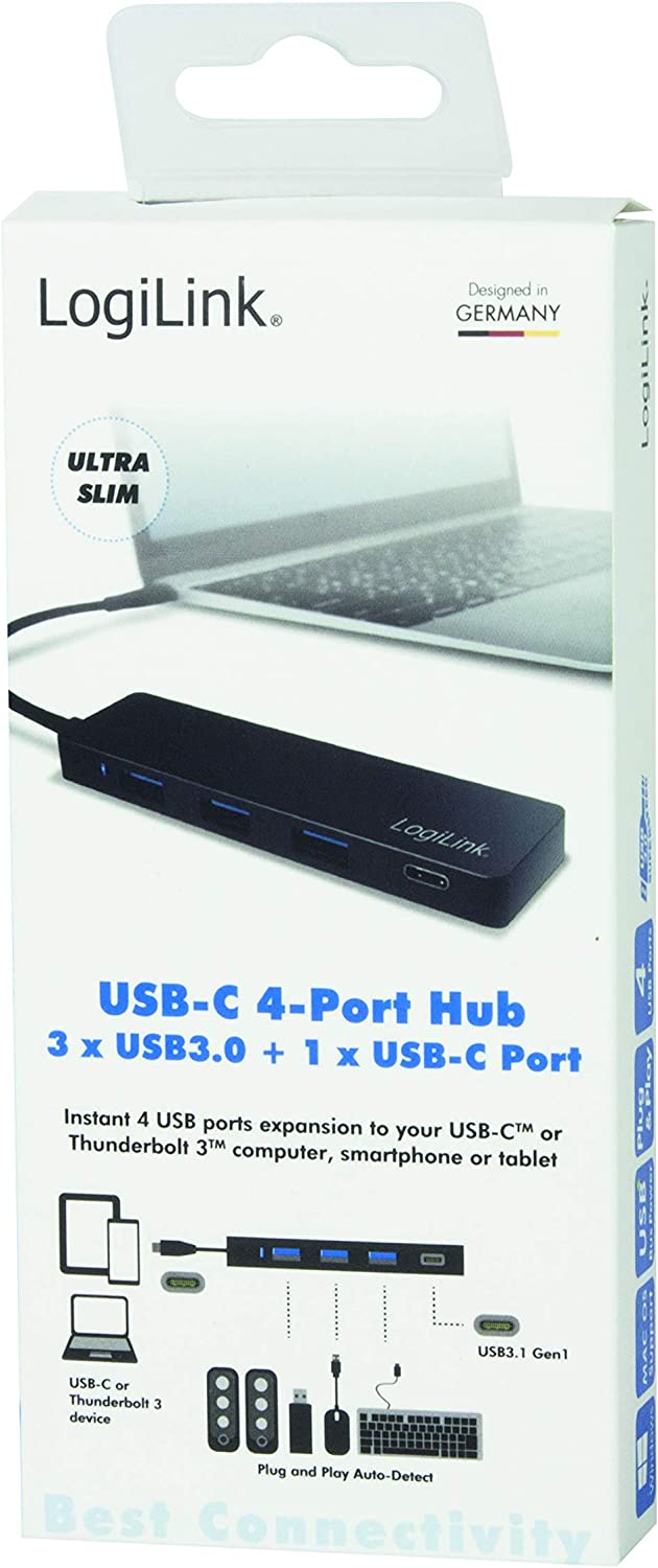 Hub USB-C 3.2 Gen1 SuperSpeed 3 Porte USB-A 1 porta USB-C Nero - Logilink IUSB31-HUB4CS