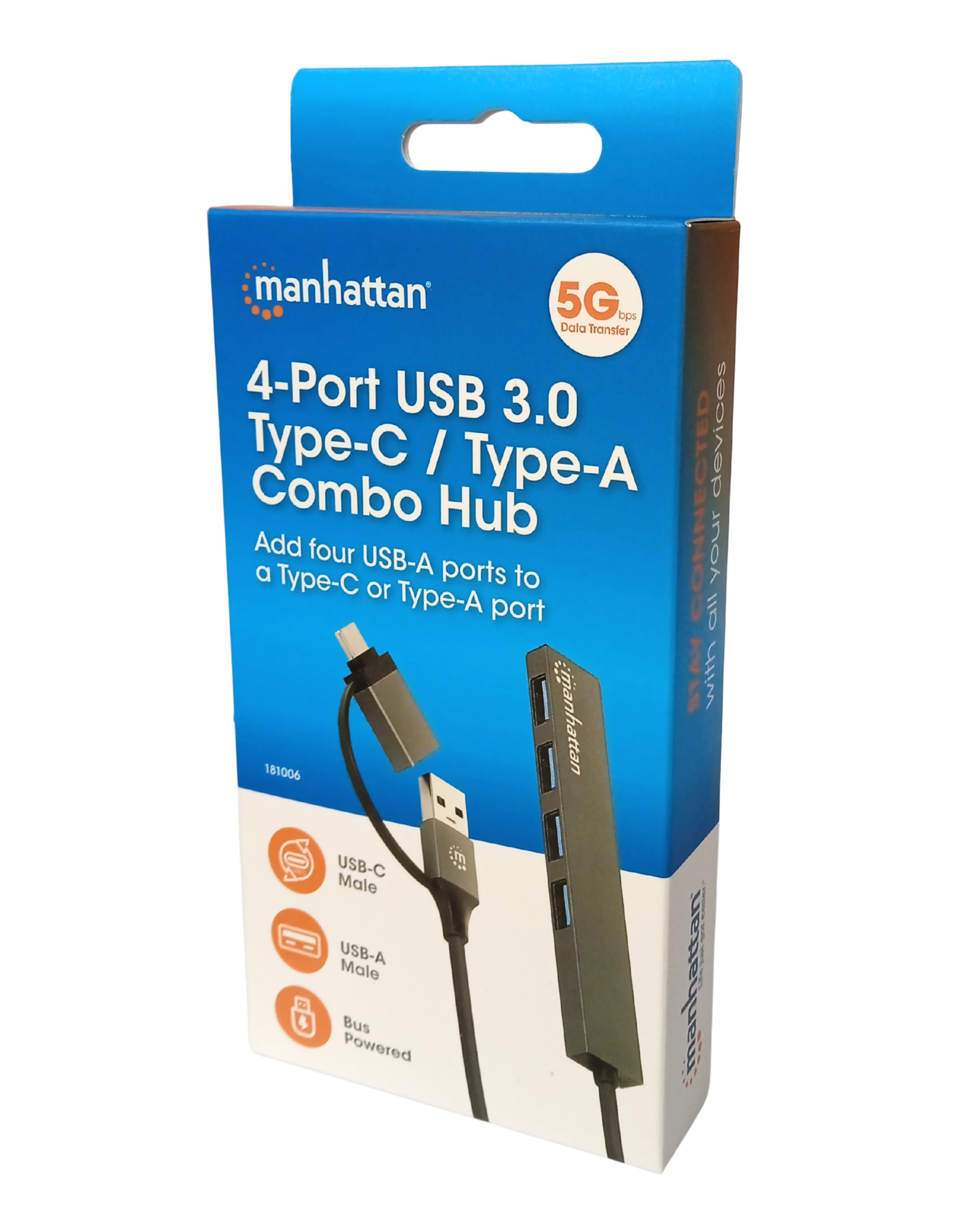 Hub USB-C™ 3.2 4 porte USB-A Ultra Slim - Manhattan IUSB31C-COMBO-HUB4M2