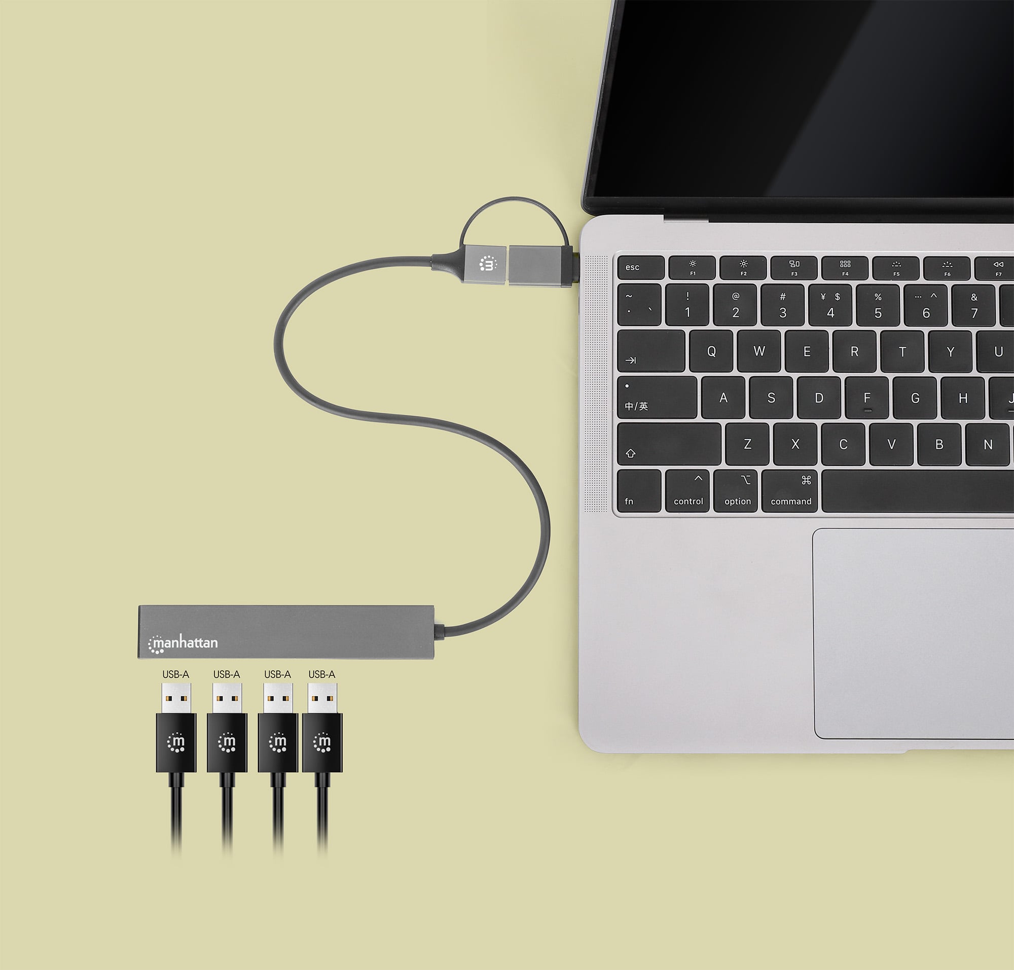 Hub USB-C™ 3.2 4 porte USB-A Ultra Slim - Manhattan IUSB31C-COMBO-HUB4M2
