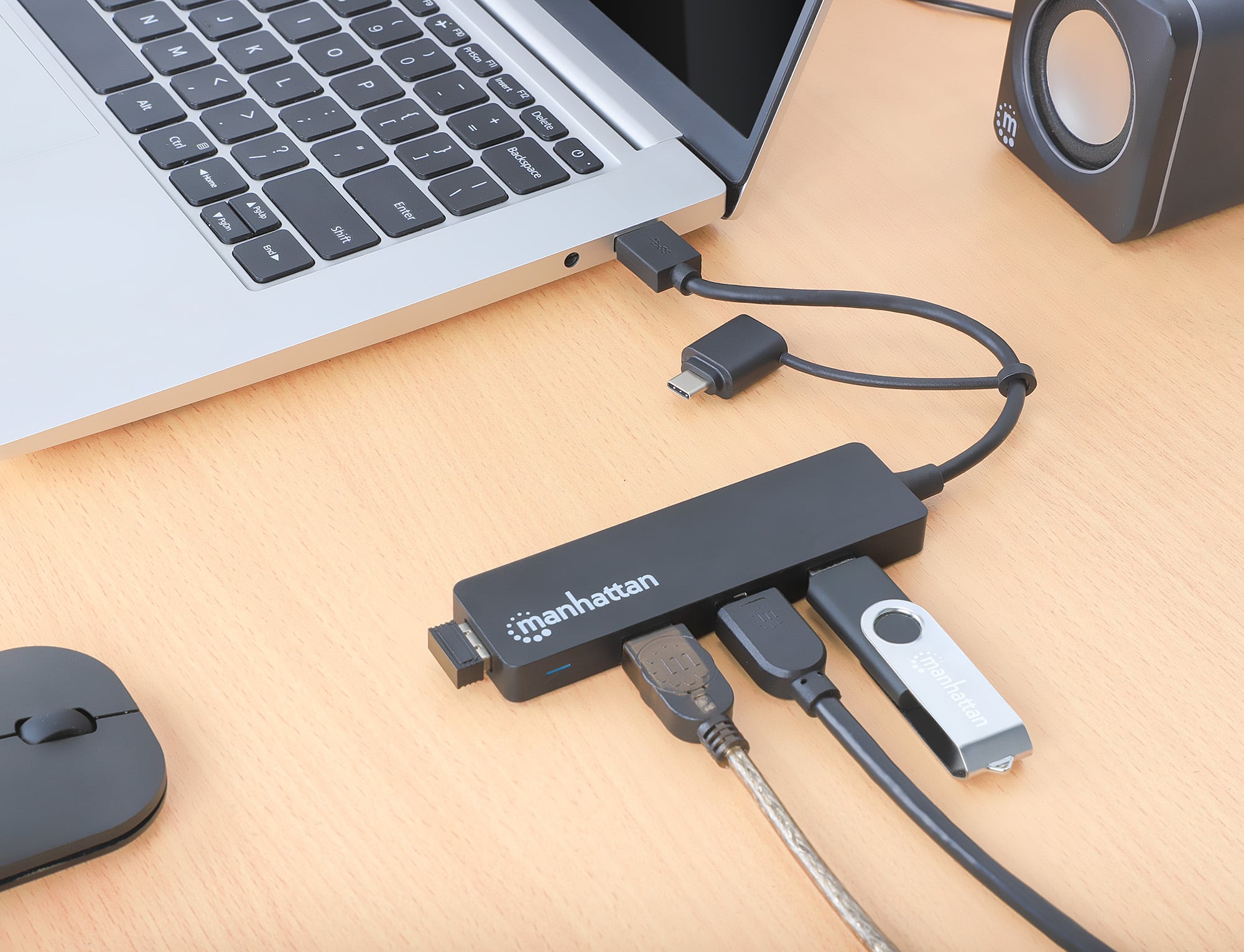Hub USB 3.2 Gen1 4 Porte Combo USB-A e USB-C™ - Manhattan IUSB31C-COMBO-HUB4MH